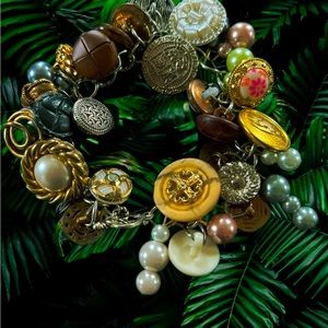 Handmade button Charm bracelet